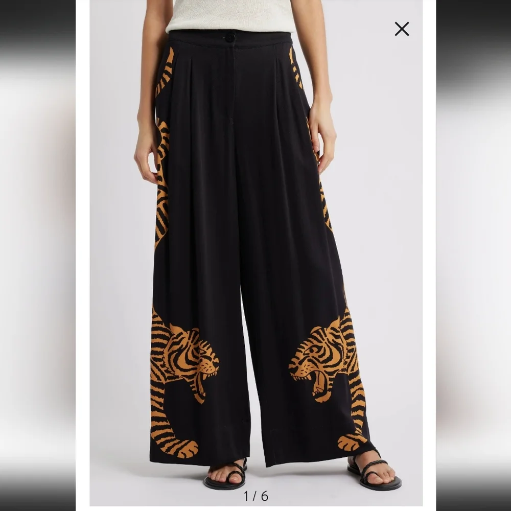 MWOT FARM RIO BLACK TIGER WIDE LEG PAMTS IN BLACK - Picture 11 of 11